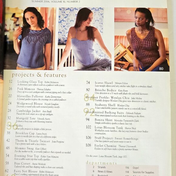 Interweave Knits Summer 2006 Magazine Featuring 22 Cool Knit Patterns For All Se - Picture 2 of 15